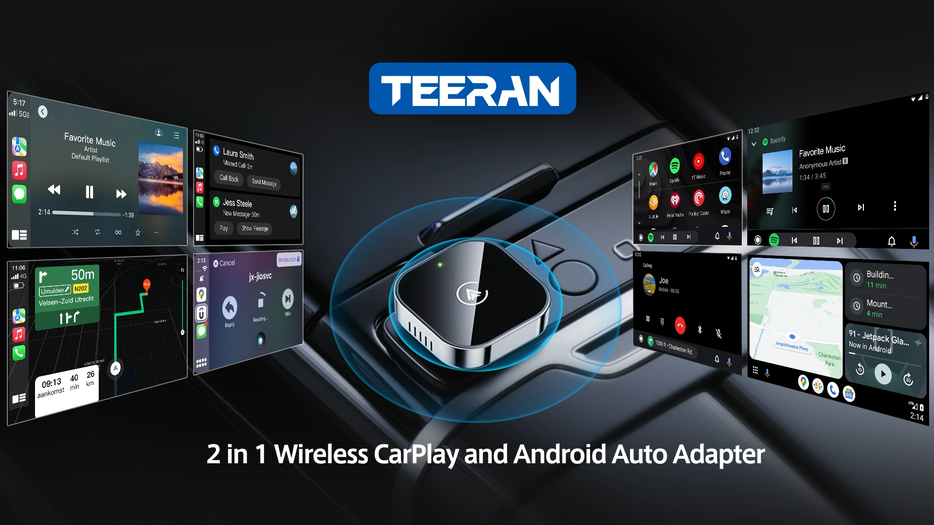 Amazon.com: Teeran 2 in 1 Wireless CarPlay and Android Auto