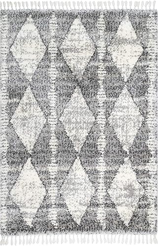 Miniatura 2 de nuLOOM Selah - Alfombra geométrica de pelo, 4 x 6, gris