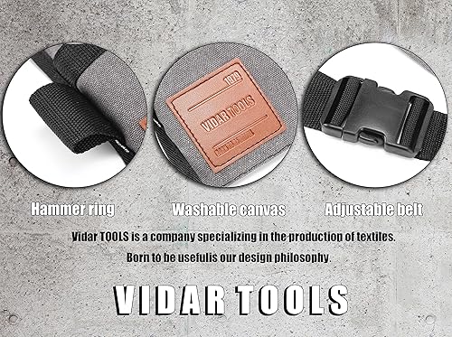 Miniatura 5 de VIDAR TOOLS Bolsa para cinturón de herramientas de un solo lado de 6 bolsillos, bolsa para cinturón de utilidad, delantal de herramientas para