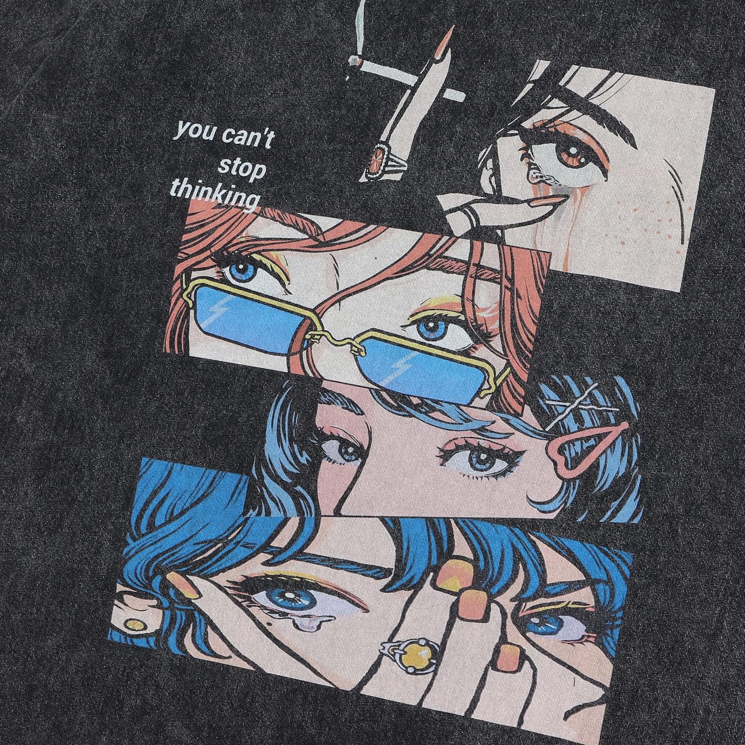 T-Shirt Streetwear Aesthetic Graphic Eyes Relaxed Tee Shirt Men Unisex