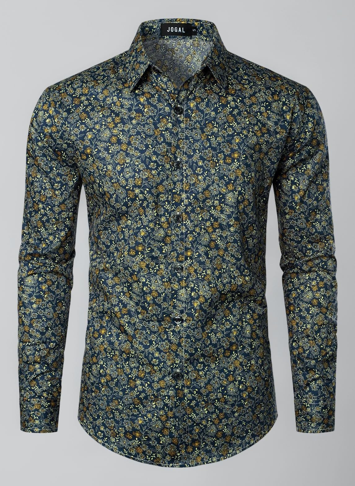 Mens Regular fit Floral Dress Shirt Long Sleeve Printed Casual Button Down Shirts