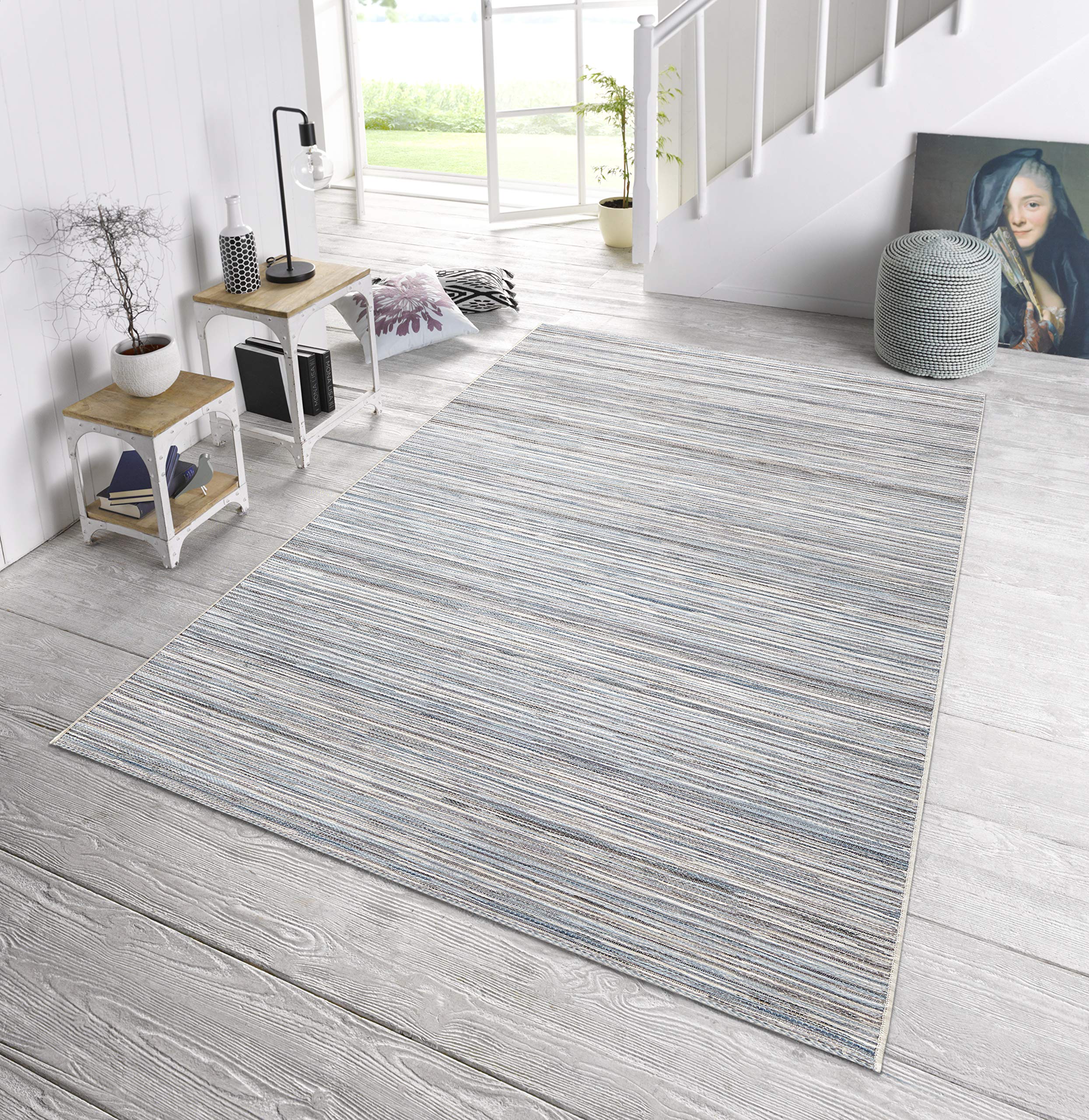 NORTHRUGS Indoor en outdoor tapijt, geruit, 80 x 200 cm, weerbestendig, modern geometrisch patroon, geruit all-over design, loper voor balkon, terras, tuin, serre, woonkamertapijt, waterdicht, zwart