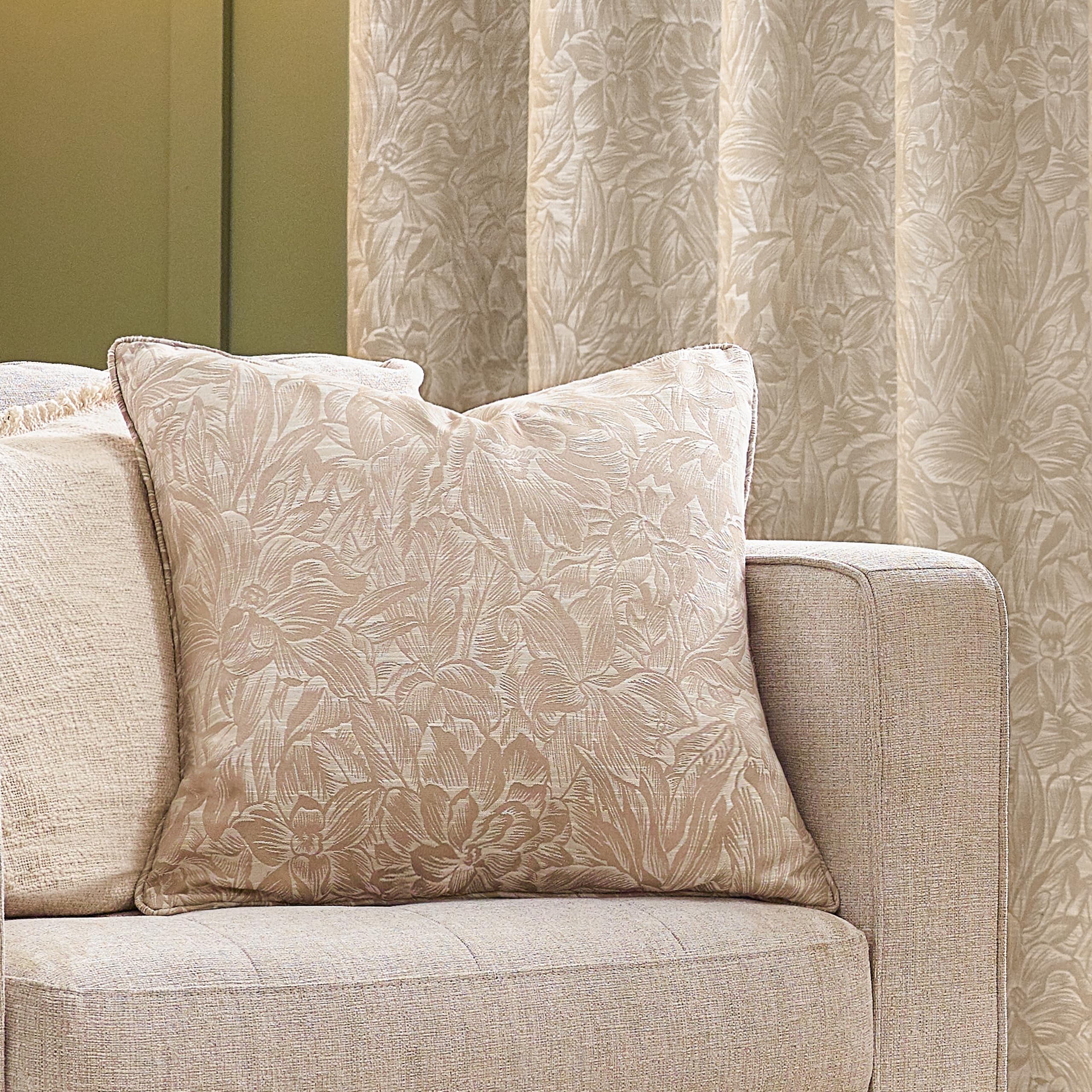 Grantley Jacquard Filled Cushion - Polyester - 50cm x 50cm - Natural