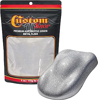 Custom Shop Metal Flake for Automotive Paint, Chrome Silver, 4oz Micro .004" Metal Flakes for Car Paint, UV Resistant Glitter Paints Additive for Epoxy Resin & Custom Finishes