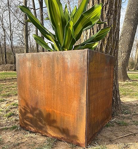 Maceta cuadrada de acero grande - Macetero - Jardineras para exteriores - Maceta en cubo