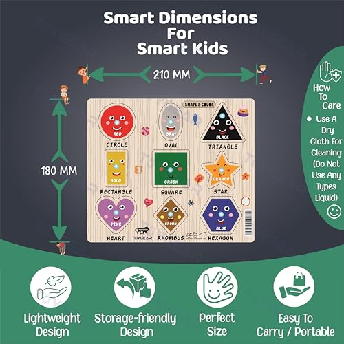 Image of Eco Friendly Materials Wooden Learning Toys Puzzle for Brain Training /jorky Cutting Puzzle for Home /School /Non-Toxic /Education Memory Games for Baby Boy and Girl (JKMSHAPE)