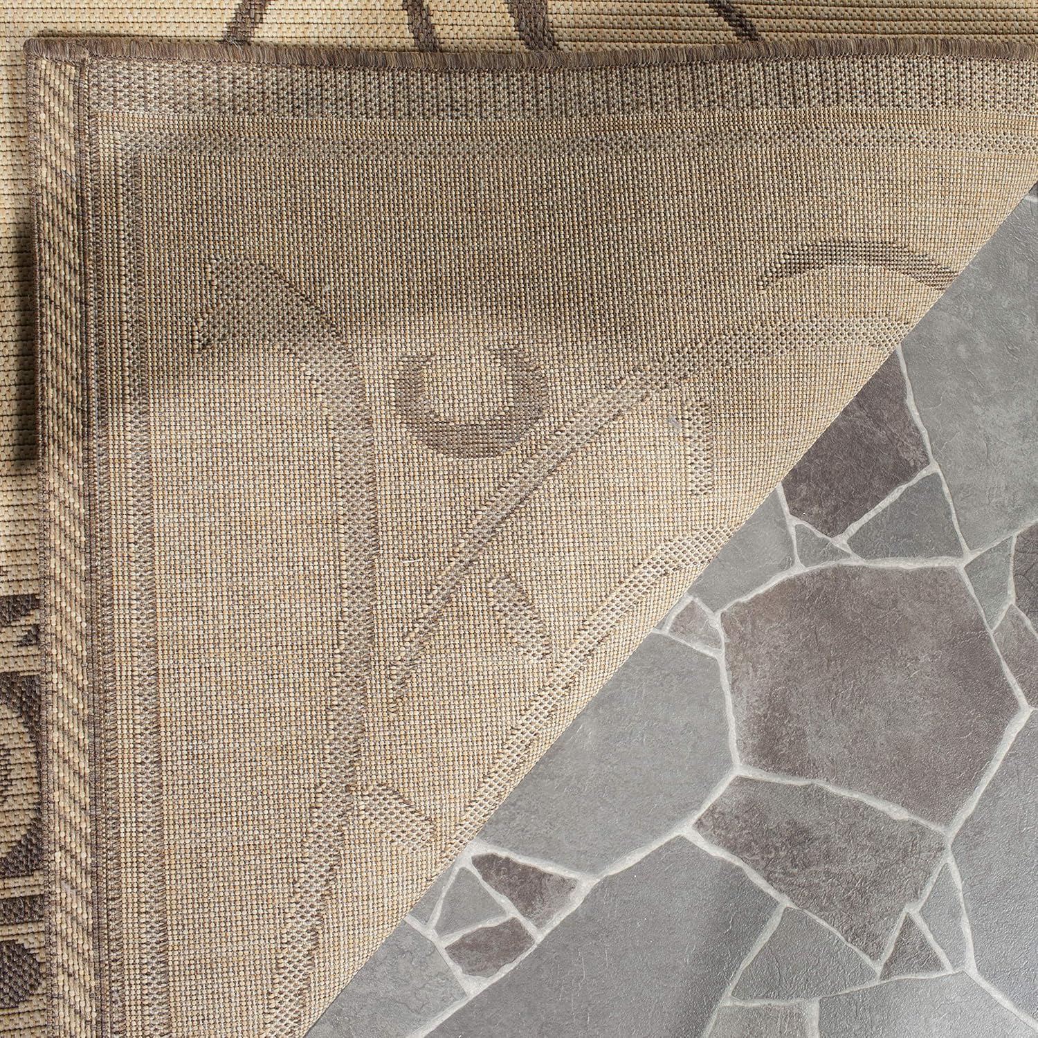 SAFAVIEH Washable Rug Outdoor Courtyard Collection - 2' x 3'7", Natural & Brown, Non-Shedding & Easy Cleaning, Ideal for Patio, Front Door, Entryway, Doormat (CY1893-3001)