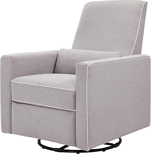 DaVinci Piper Upholstered Recliner and Swivel Glider, Grey with Cream
