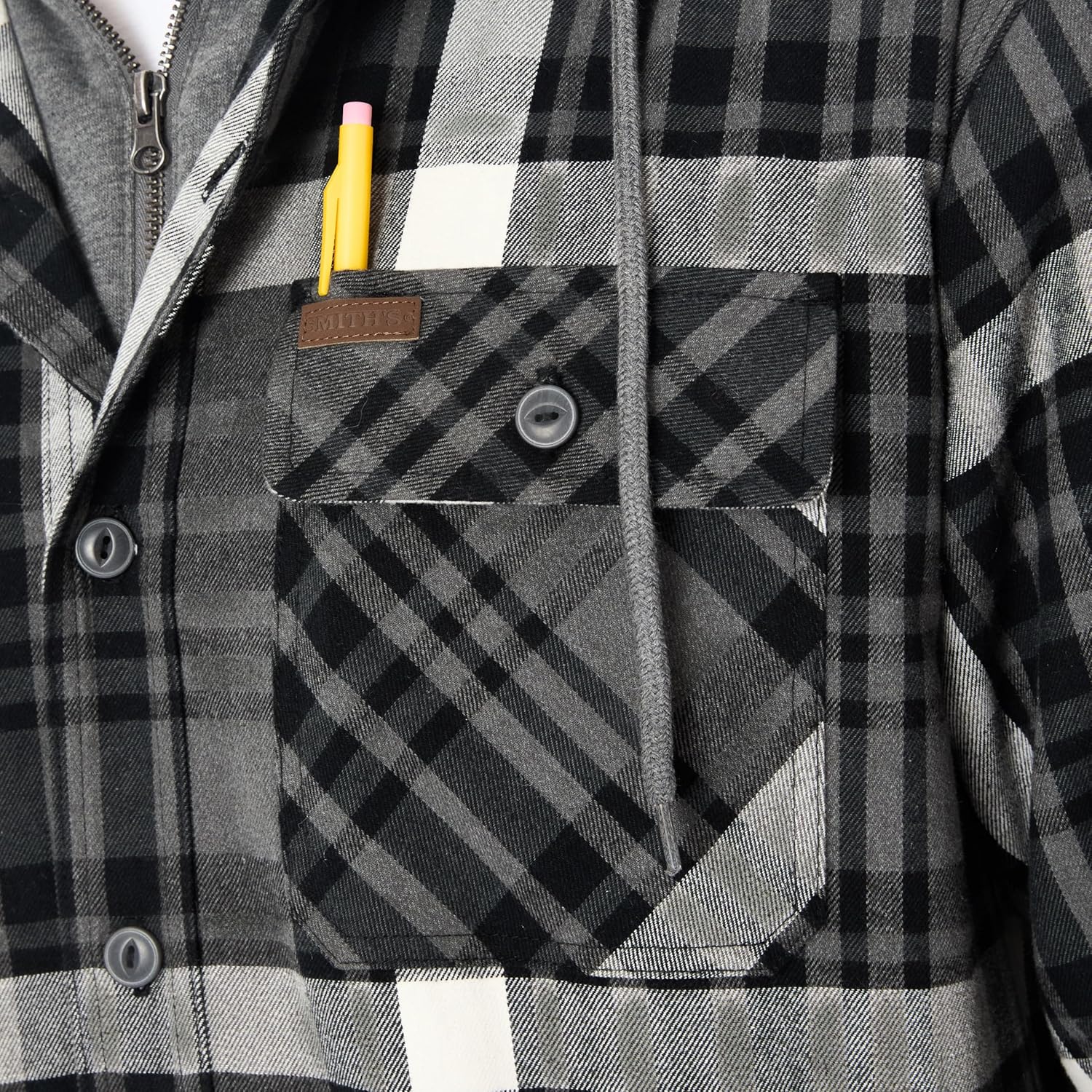 Smith's Workwear Mens Sherpa-Lined Hooded Flannel Shirt-Jacket with Inset - Image 6