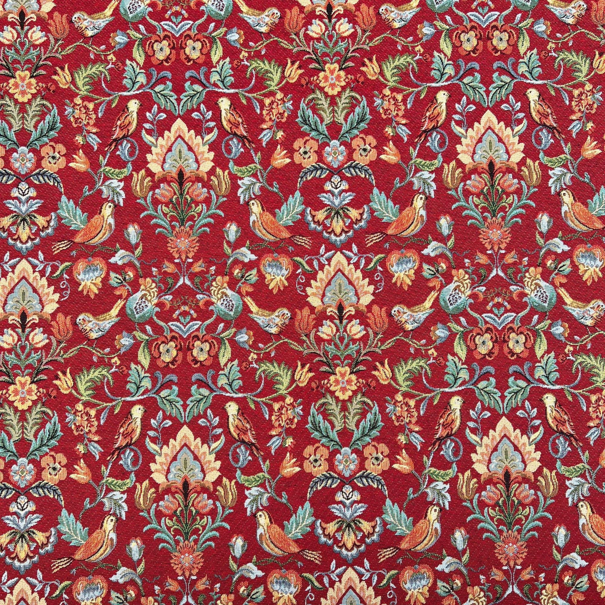 William Morris Designer Tapestry Fabric Ideal for Upholstery Furnishing Curtain Cushions | 54" - 137 cm Wide (Wine, per Metre)