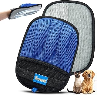 Pet Hair Removal Glove for Dogs & Cats – Lint Remover for Clothes, Reusable Fur & Lint Remover Mitt, Electrostatic Glove with Wrist Strap for Furniture, Couch, Carpet & Car Seat