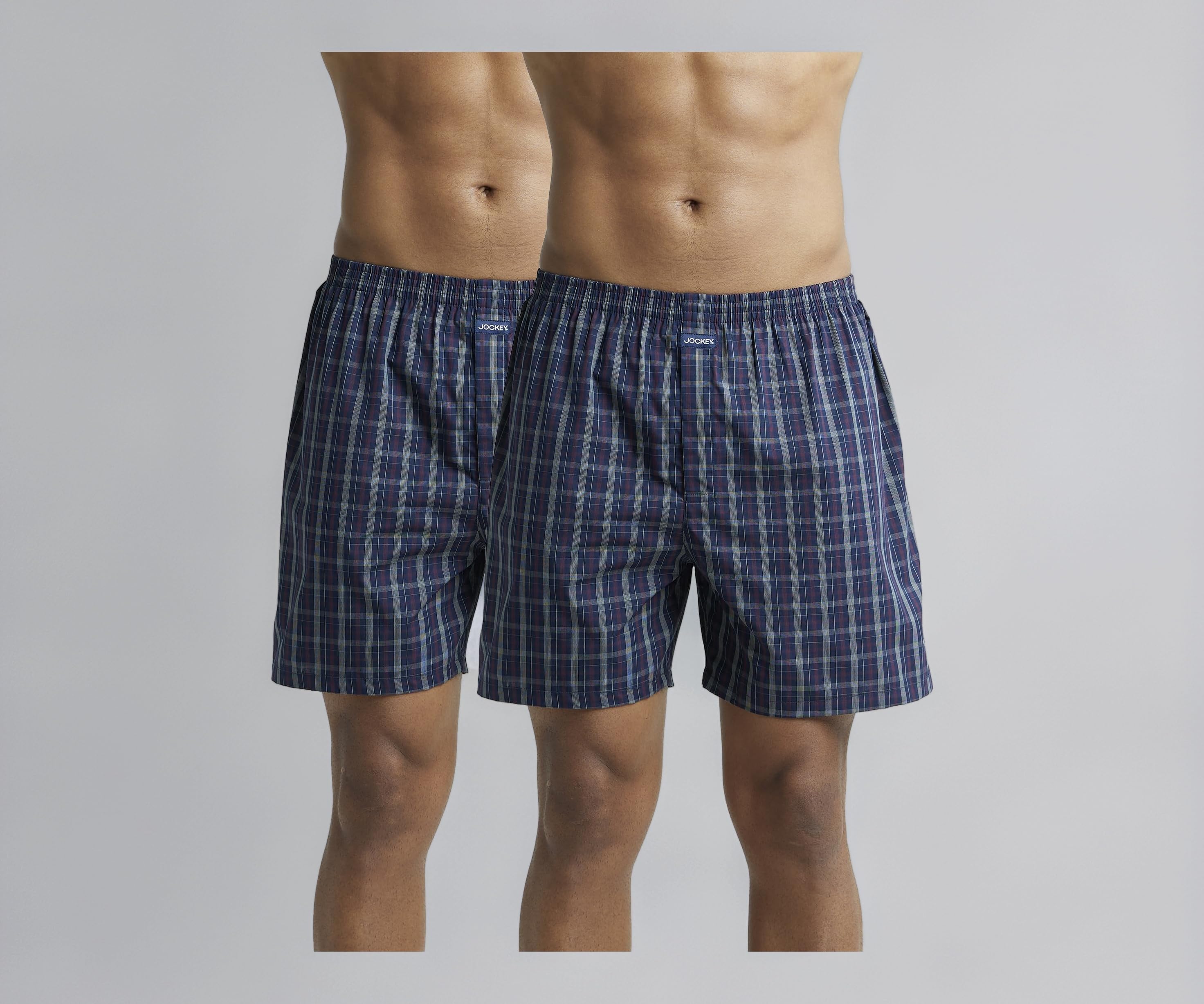 Jockey 1222 Men Super Combed Cotton Woven Checkered Boxer Shorts(Pack of 2)