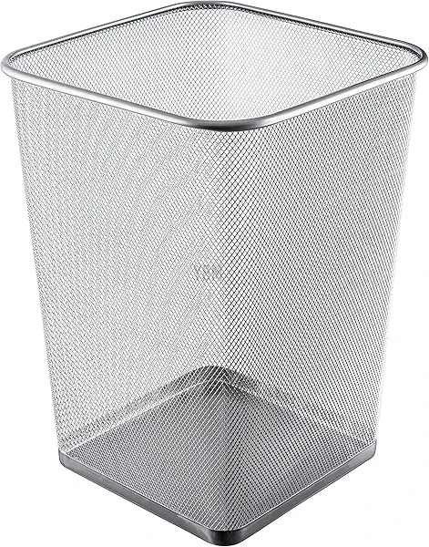 YBM HOME Mesh Wastebasket Trash Can for Home and Office Workspace, Metal Office Trash Can Square-Shaped, 5 Gallon