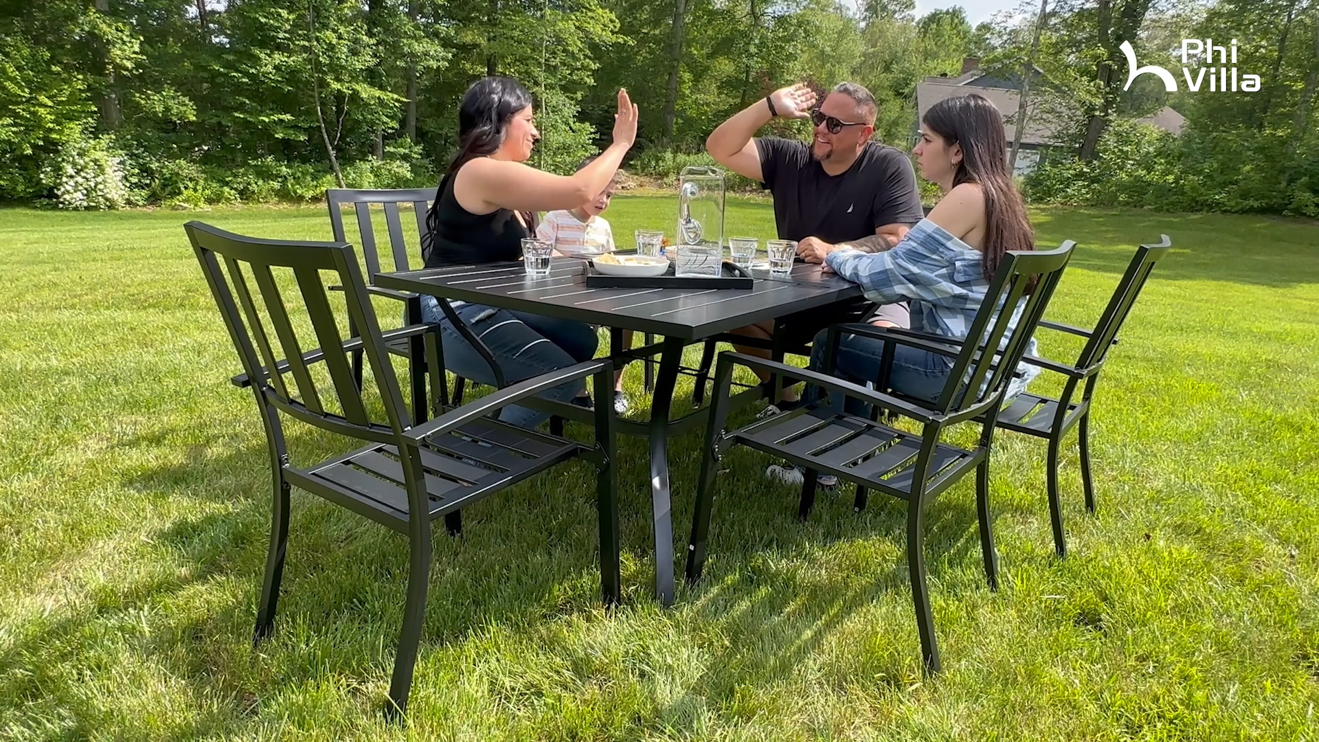 Amazon.com: PHI VILLA 7 Piece Outdoor Dining Set for 6, 60