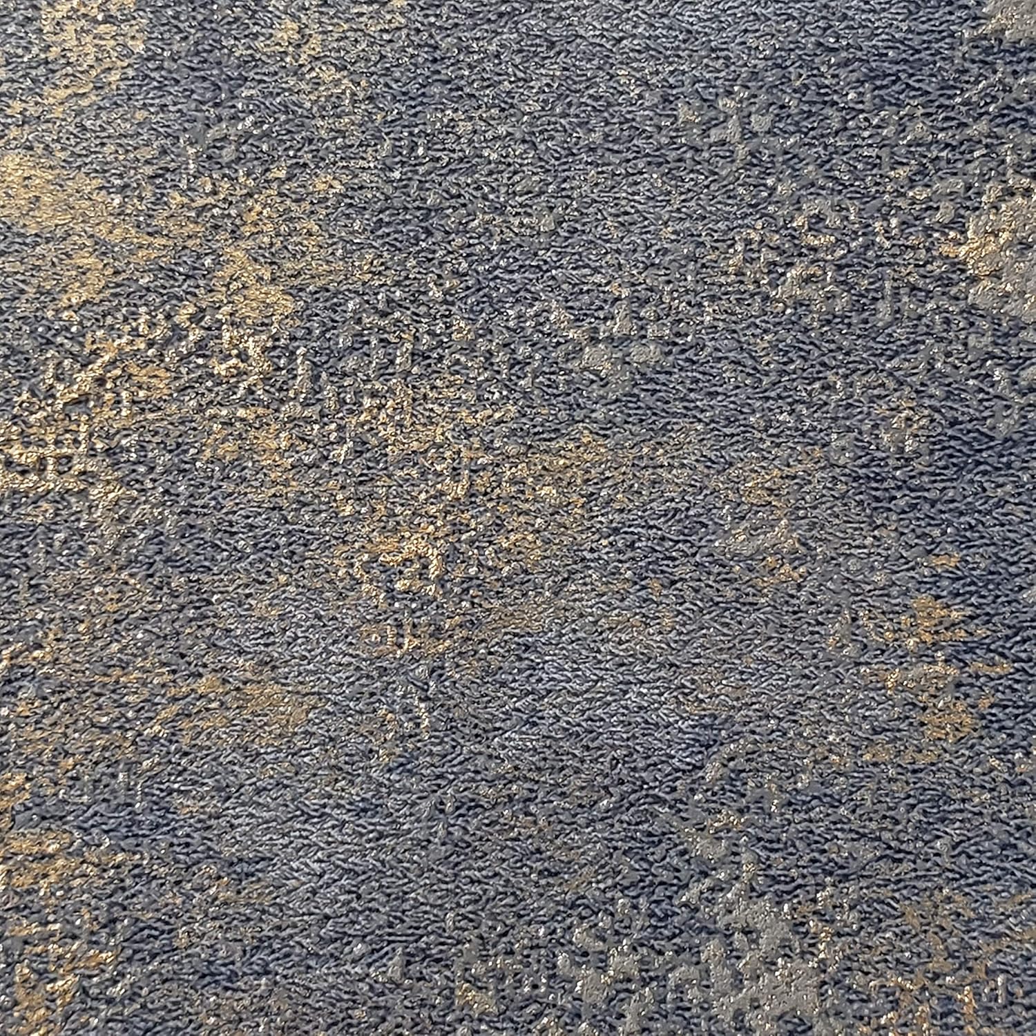 Modern Unique Industrial Look Wallpaper Rustic Navy Blue Gray Gold Plain Textured Contemporary Faux Rusted Concrete Plaster wallcoverings Double roll Covering 3D Wall coverings