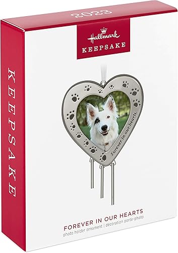 Miniatura 3 de Hallmark Keepsake Adorno de Navidad 2023, Forever in Our Hearts, marco de fotos de perro, regalo conmemorativo para mascotas