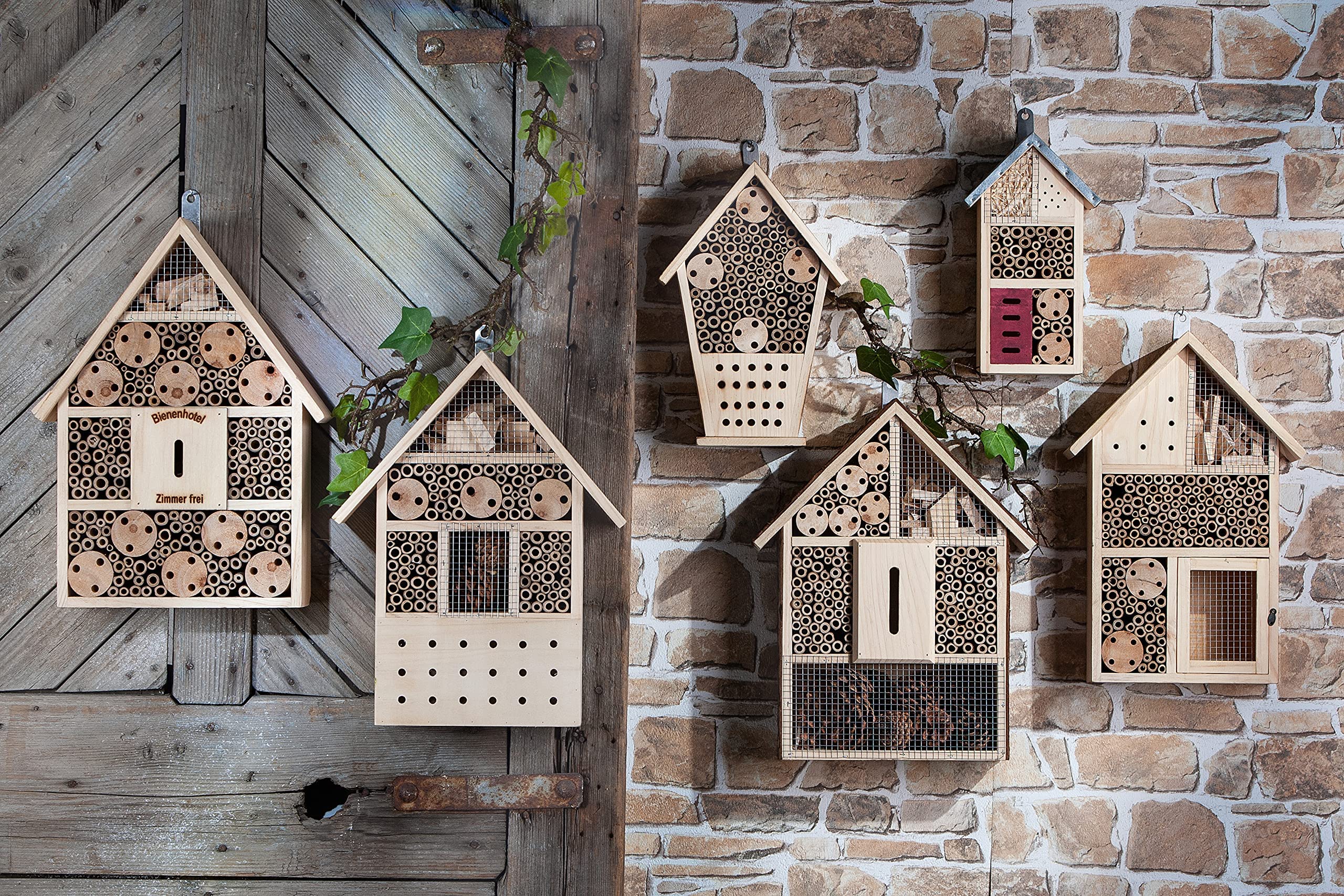 CULT at home Insektenhotel und Nistkasten Höhe 38 cm - Schmetterlingshaus Marienkäferhotel Bienenhotel aus Holz