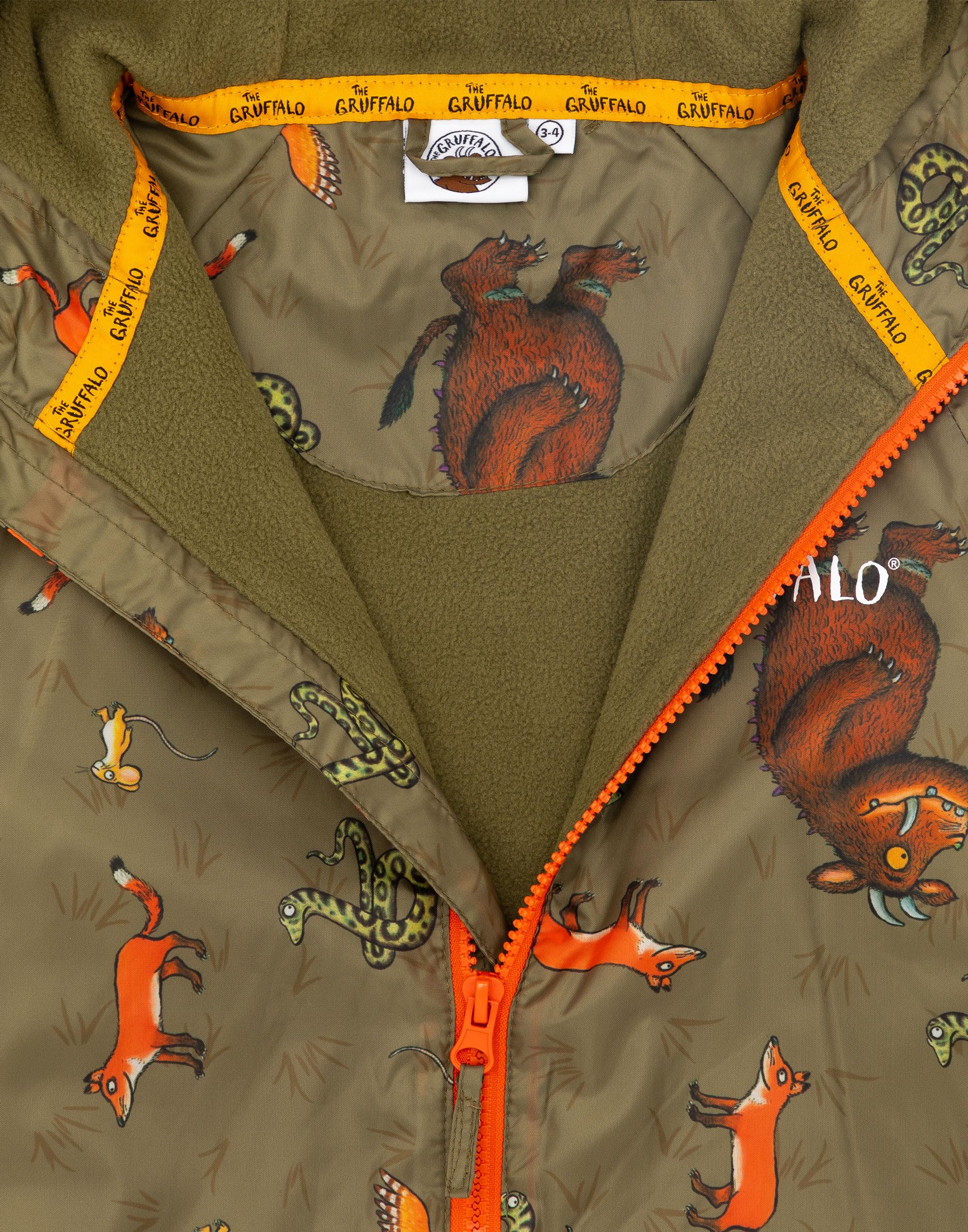 Gruffalo pozzanghera Suit Bambini | Girls Boys Owl Snake Fox Mouse Personaggi All In One impermeabile impermeabile | Giacca da passeggio Brown Long Sleeve Play