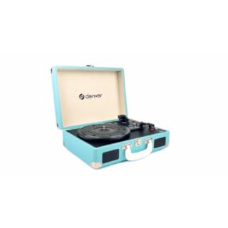 Denver Platine Vinyle Valise avec Haut-Parleurs et USB, Bleu - Les Beatles, Paul McCartney, John Lennon, RIngo Starr, George Harrison