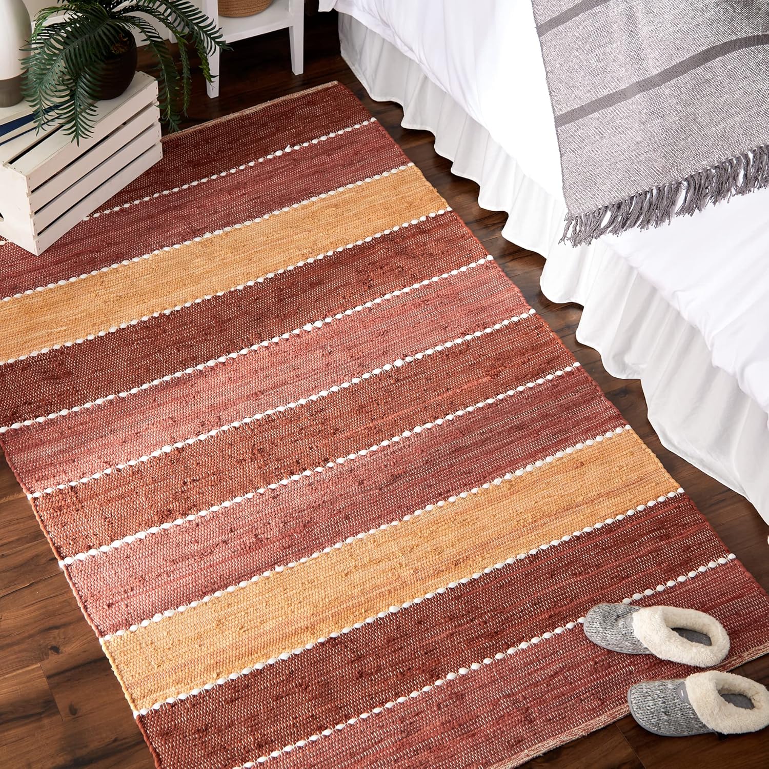DII Chindi Rug Collection, Reversible, Recycled Yarn, Hand-Dyed, 4x6 Ft, Spice