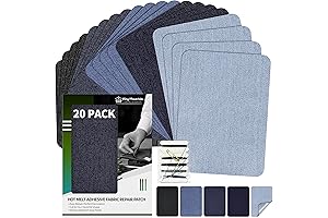 KING MOUNTAIN 20-Piece Iron-on Repair Patch Kit for Clothes
