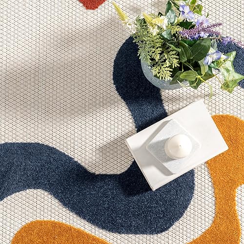 Miniatura 7 de nuLOOM Ashley - Alfombra abstracta de 5 x 8 pies para interiores y exteriores, para sala de estar, patio, terraza, porche frontal, cocina, color