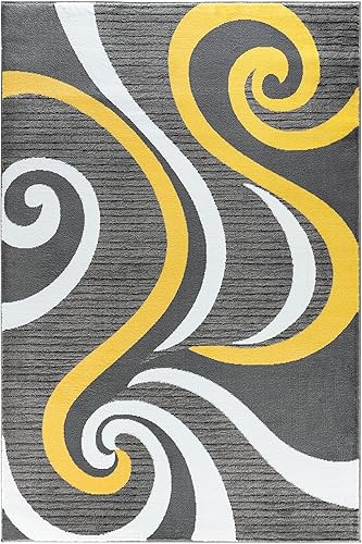 Miniatura 3 de Glory Rugs Sevilla Collection 4817A - Alfombra moderna con diseño de remolinos, decoración contemporánea para dormitorio, sala de estar y comedor