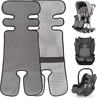 Atmungsaktive Sommer Sitzeinlage- Universal Sitzauflage für Kinderwagen, Buggy und Kindersitz - Kühlt und schützt den Sitzbezug vor Flecken - Grau