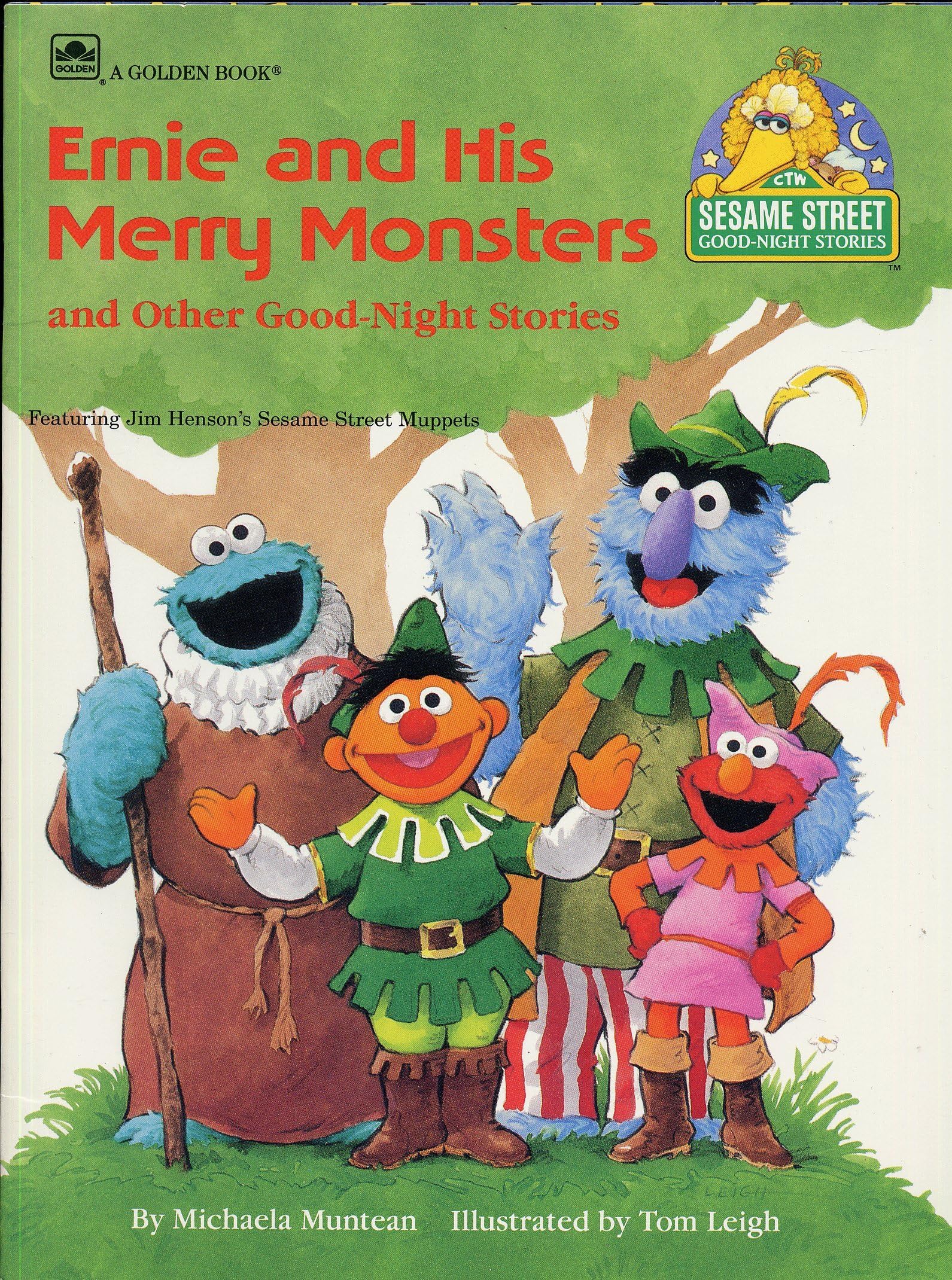 ERNIE AND HIS MERRY MONSTERS AND OTHER GOOD NIGHT STORIES Featuring Jim Henson's Sesame Street Muppets by Michaela Muntean, illustrated by Tom Leigh (Softcover 8 x 11 inches 20 pages Golden Press, SESAME STREET GOOD-NIGHT STORIES)