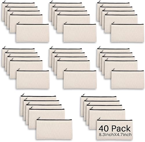 Bolsa de lona con cremallera para manualidades, Beige, Regular