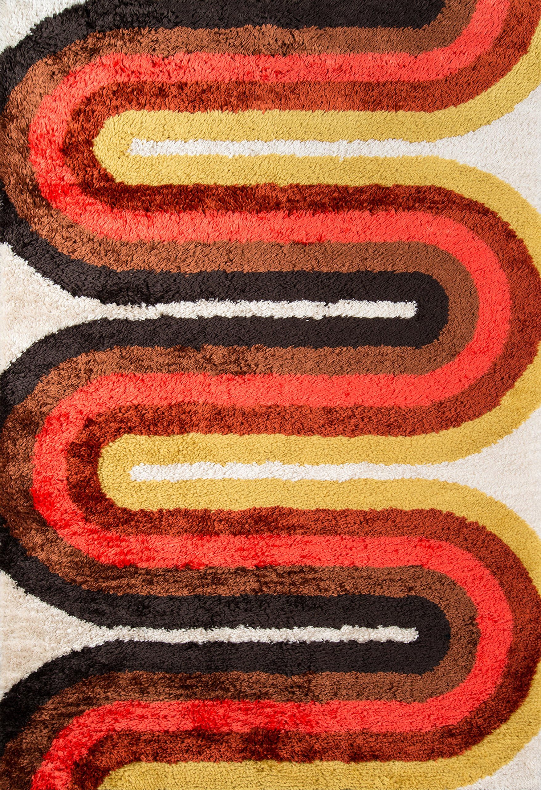Novogratzby Momeni Retro Collection Retro Wave Shag Area Rug, 5'0" x 7'6", Red