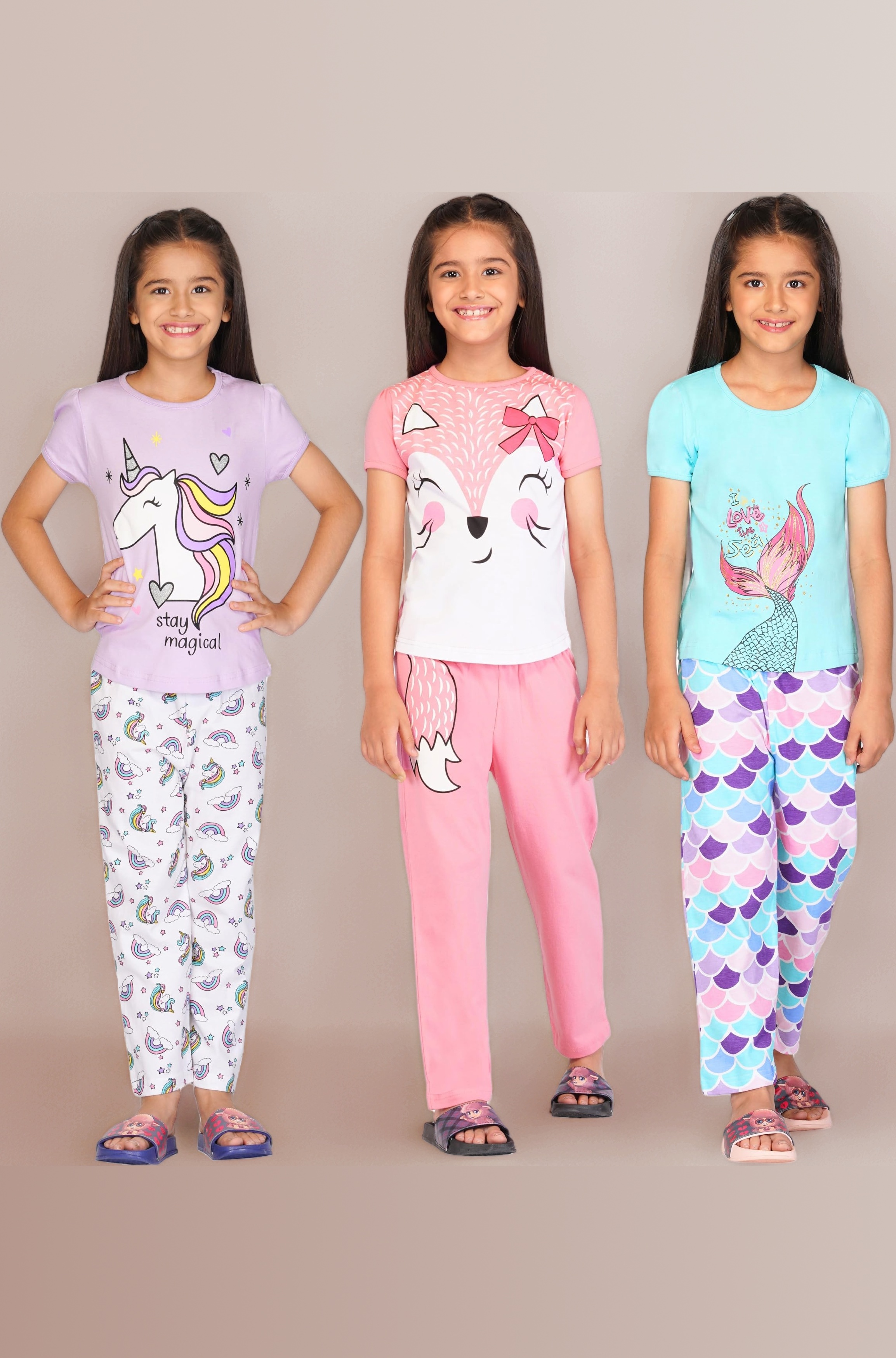 Girls Cotton ' Night Wear Dress T Shirt & Pyjama Set Age 6 Months to 15 Years