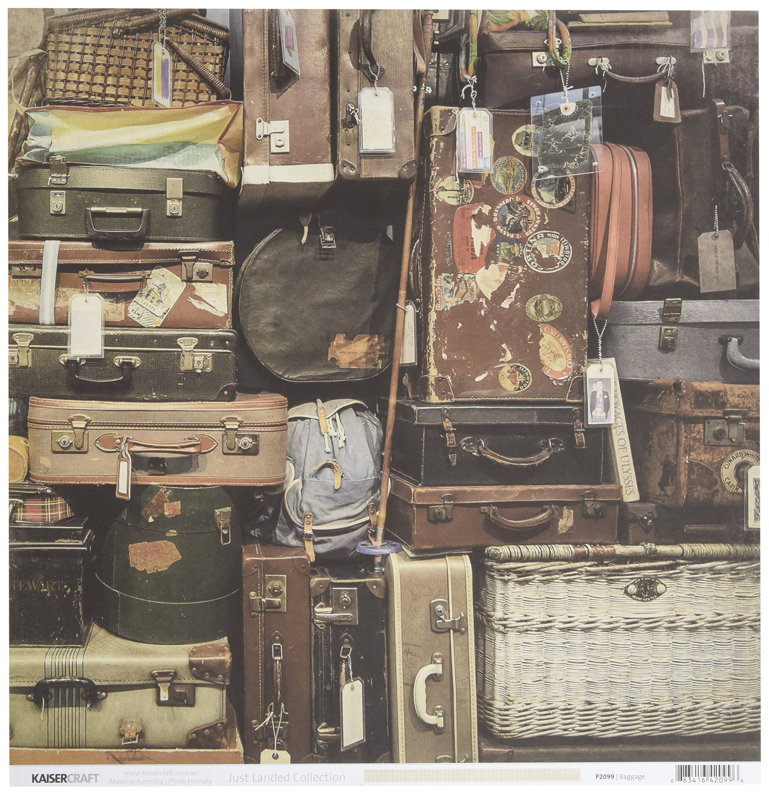 KaisercraftJust Landed Double-Sided Cardstock 12"X12"-Baggage 20 Sheets per Package