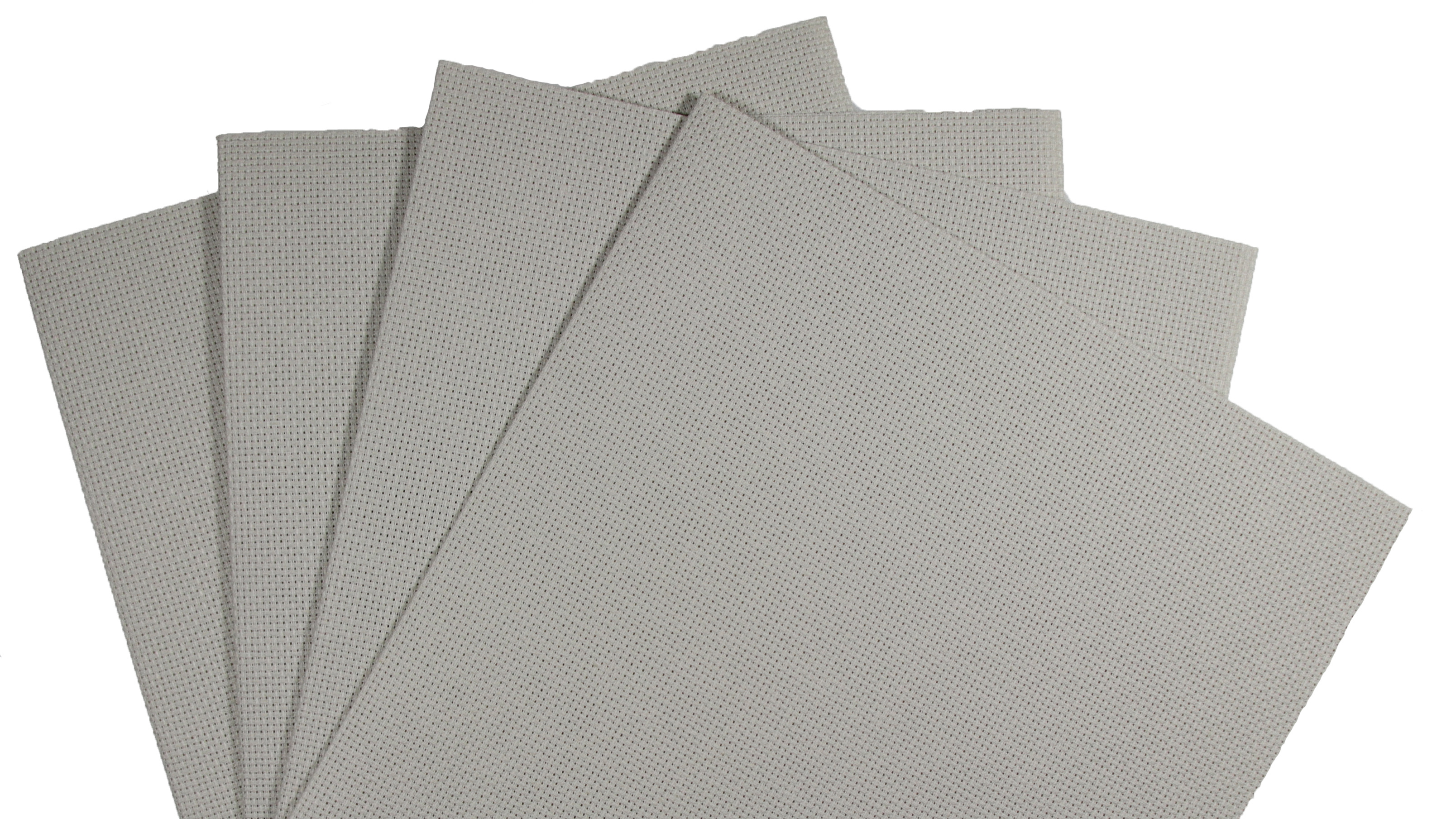 Image of KCS 4 pc of 12 inch x 18 inch 14CT Counted Cotton Aida Cloth Cross Stitch Fabric (Pearl Gray vy it)