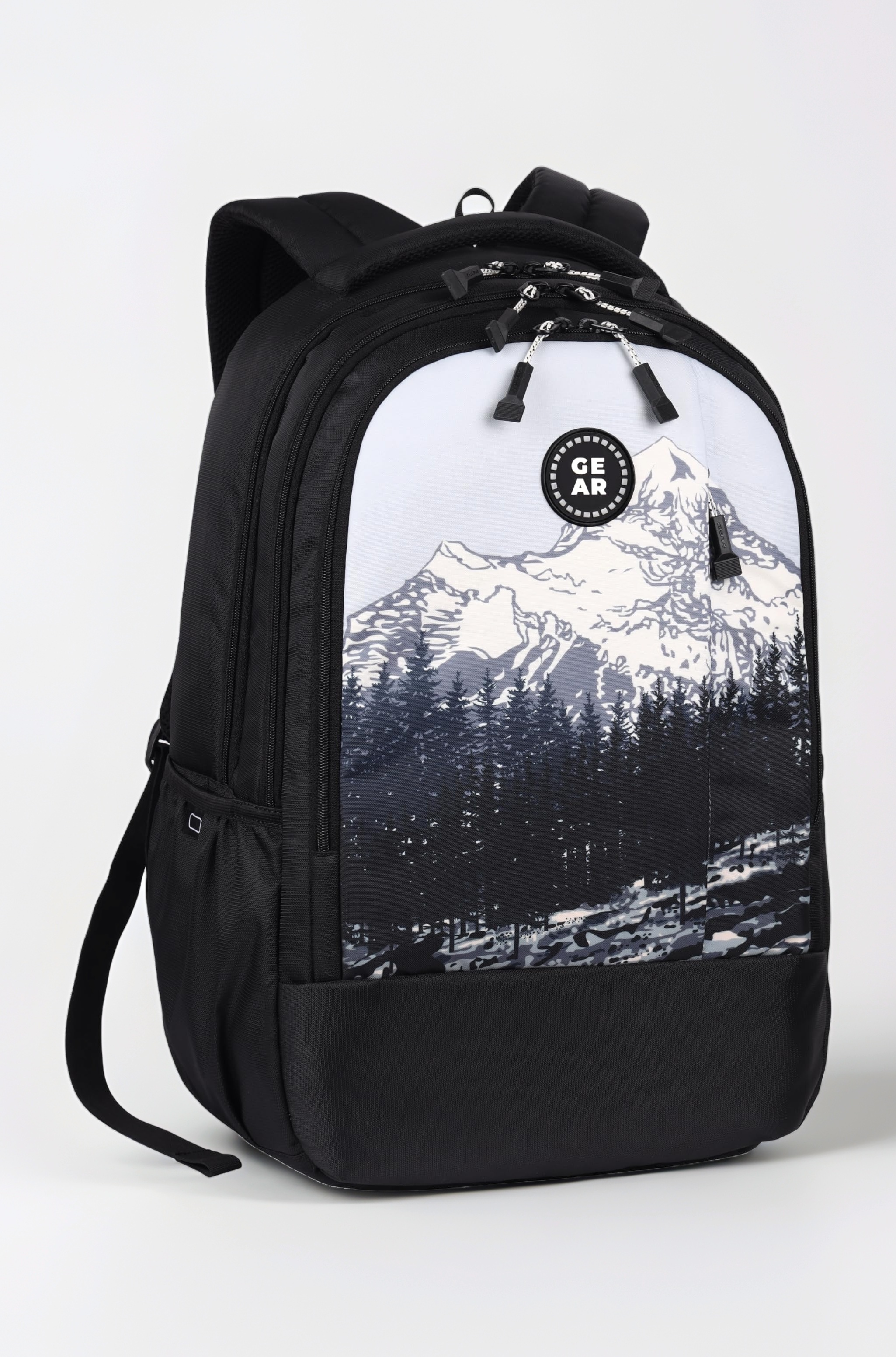 Alpine 19"/39L Large Water Resistant School Bag/Casual 4 Compartment Backpack/Daypack/Travel 4 Compartment Backpack/Kids Bag for Boys/Girls (Black-Grey)