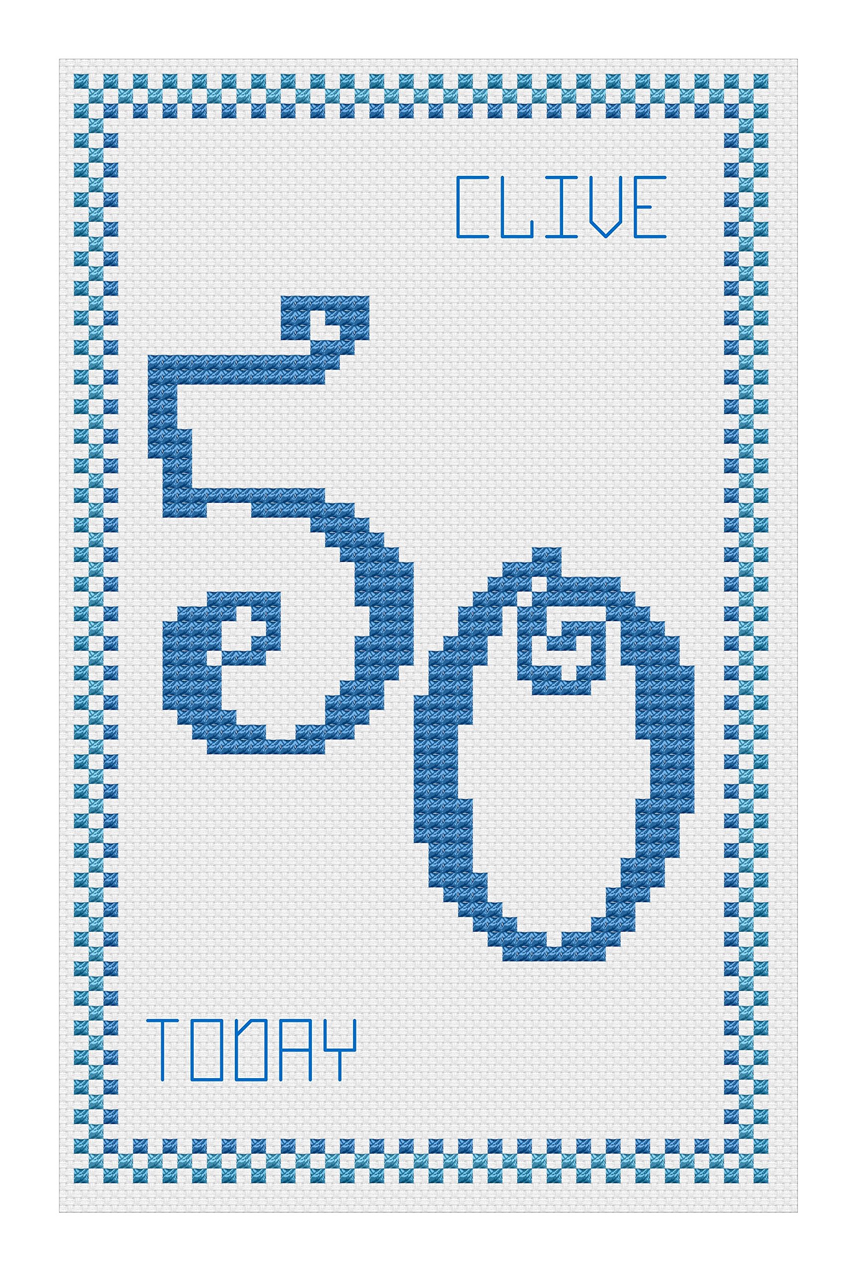 Florashell Needlecrafts Blue,Clear 50Th Birthday Blue Cross Stitch Card Kit