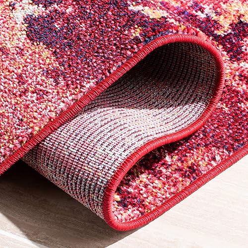Miniatura 6 de SAFAVIEH Madison Collection - Alfombra decorativa de 4 x 6 pies, color rojo y marfil, diseño abstracto bohemio moderno, no desprende pelusa y de