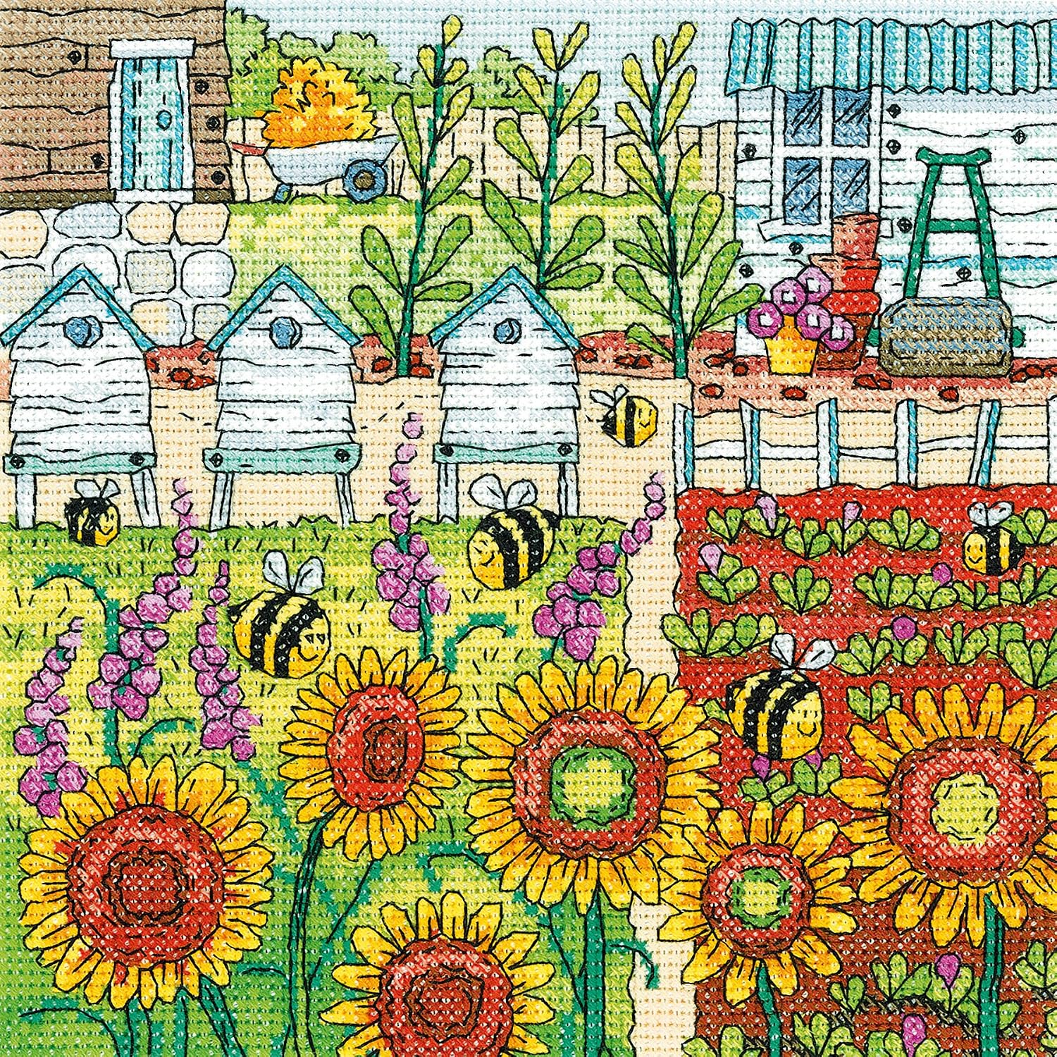 Heritage Counted Cross Stitch kit Aida Making Honey, KCMH1431-A, 16,5x16,5cm, DIY
