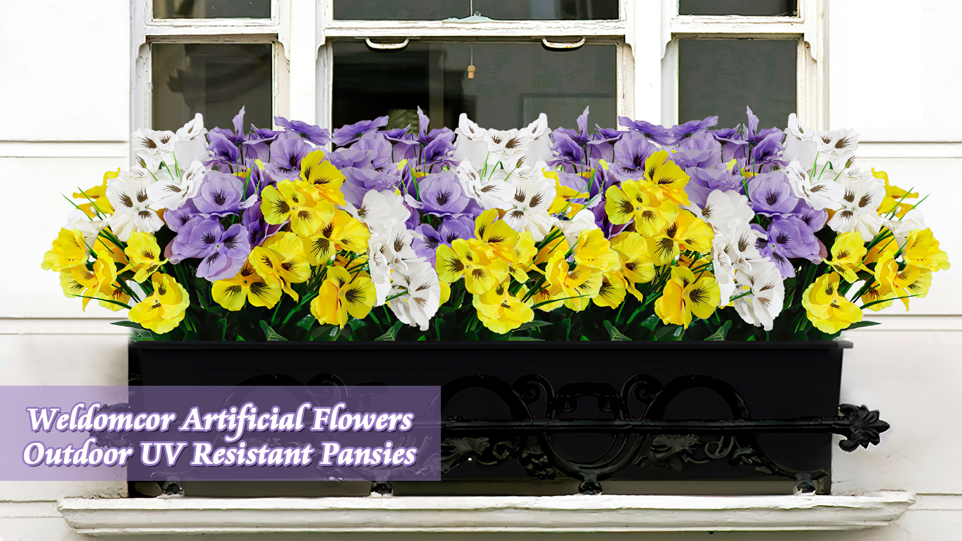 SAREAL Fiori Finti Da Esterno Resistenti Ai Raggi UV - 20 Mazzi Artificiali Colorati (Giallo, Viola, Rosso/Rosa) Per Patio, Giardino E Balcone