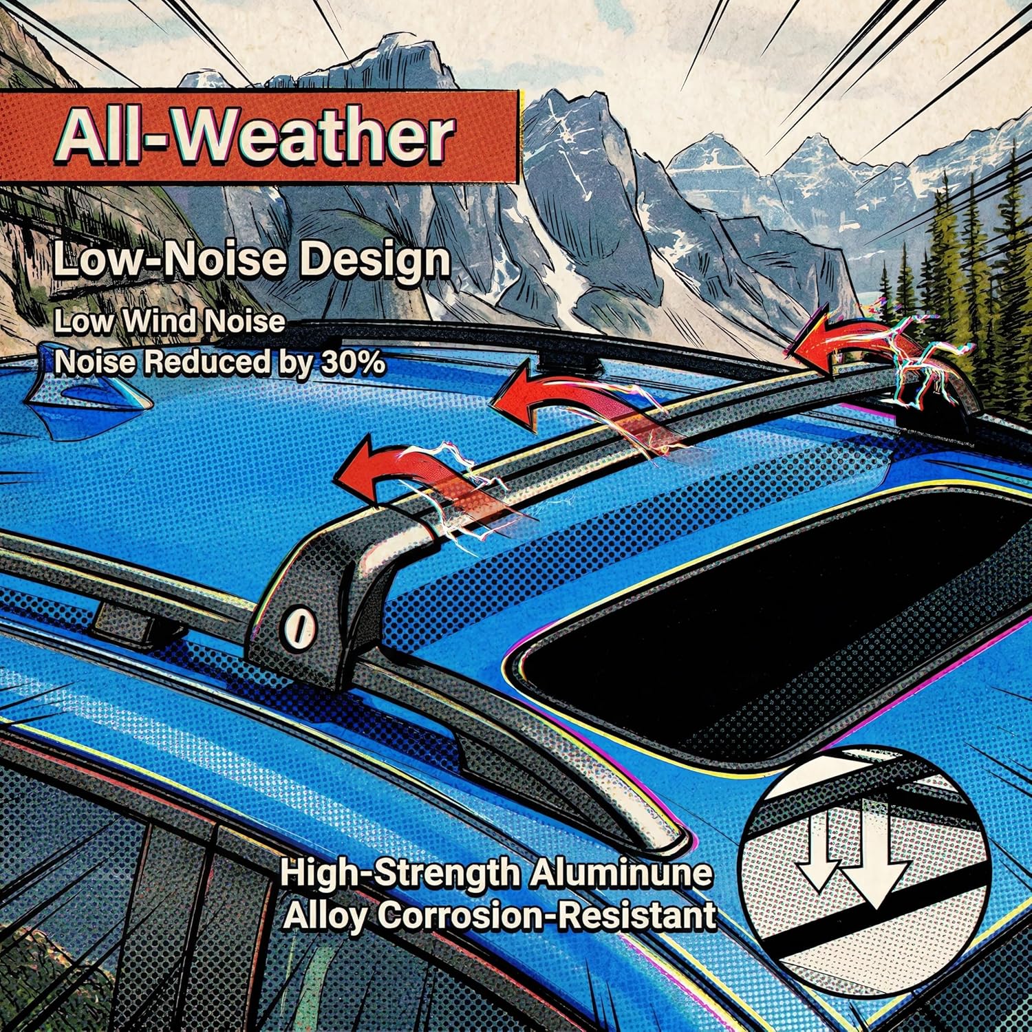 Roof Rack Cross Bars Compatible with Volkswagen Tiguan 2018-2026 & Taos 2022-2026, Heavy Duty Aluminum, Anti-Theft Lockable, 300lbs Crossbars for VW Rooftop (Not for Limited)