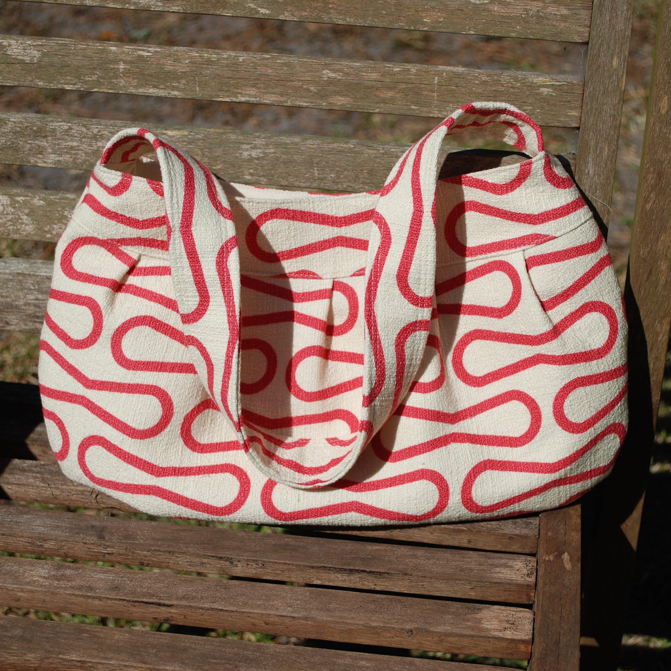 Organic Red Loops Retro Modern Pleated Handbag