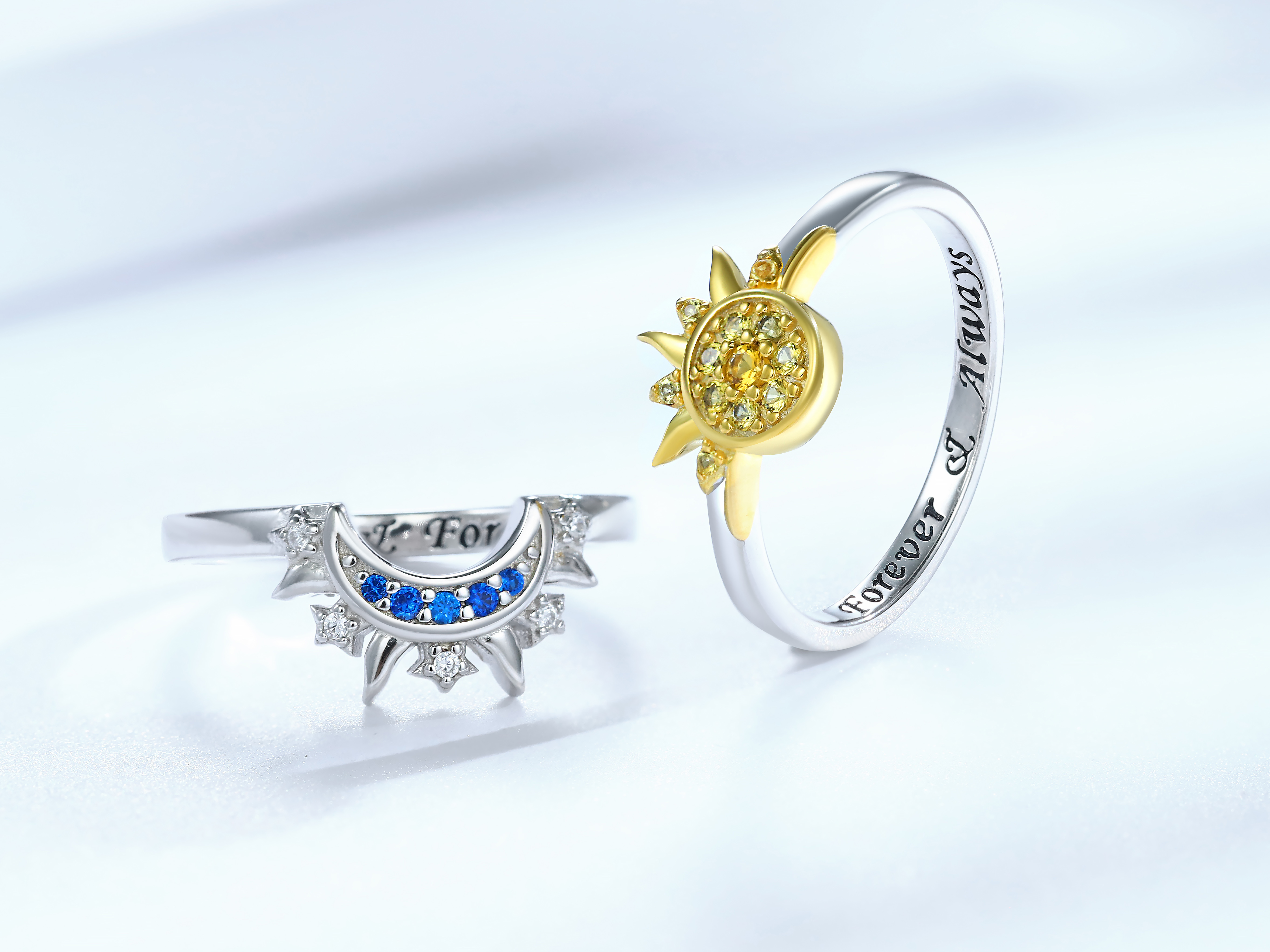 Amazon.com: oGoodsunj Sterling Silver Moon Sun Rings Set Stackable