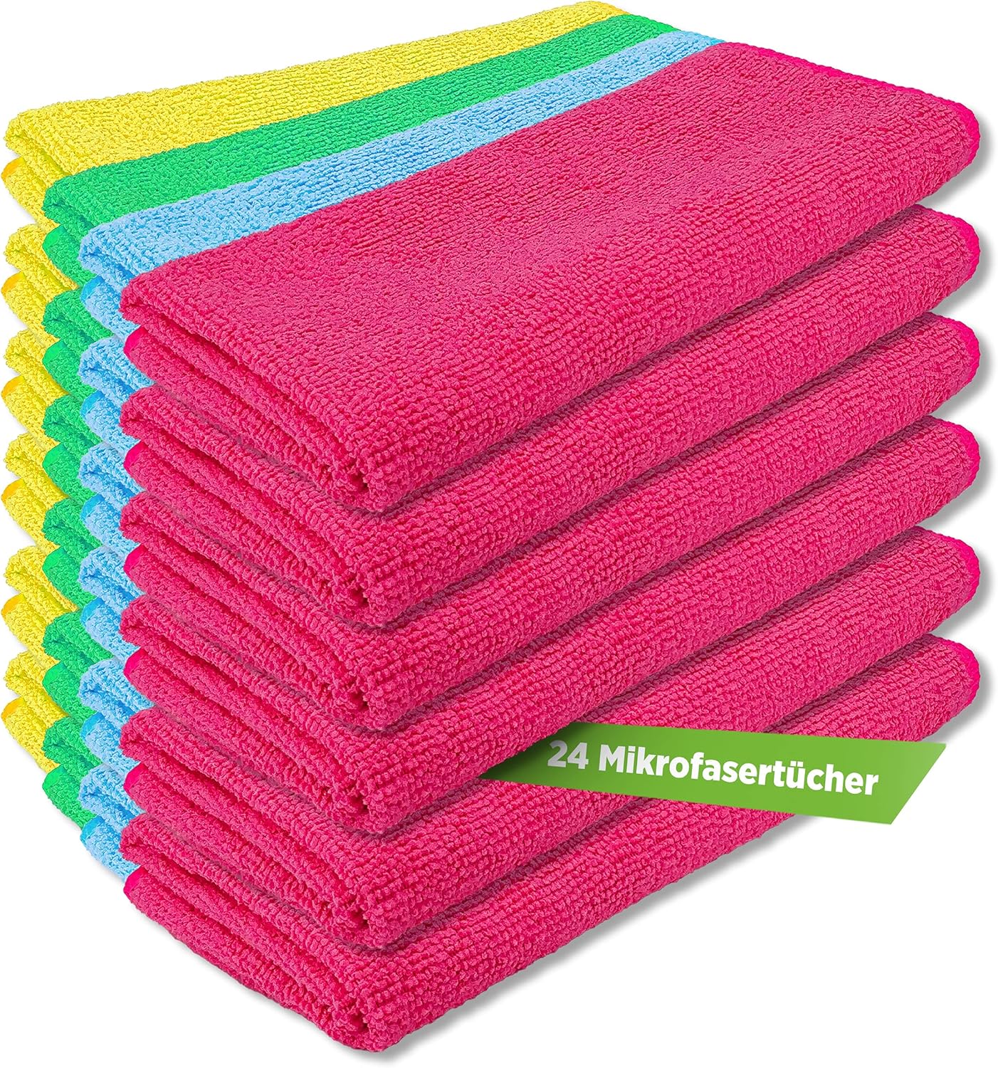 BiOHY Microfibre Cloths (Set of 24) | Four Colour System for Perfect Cleaning | Ideal for Kitchen, Furniture and Sanitary Cleaning | Particularly Powerful Against Any Type of Dirt