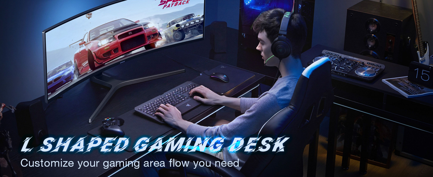 Amazon.com: Mr IRONSTONE L Shaped Gaming Desk Corner Computer Desk