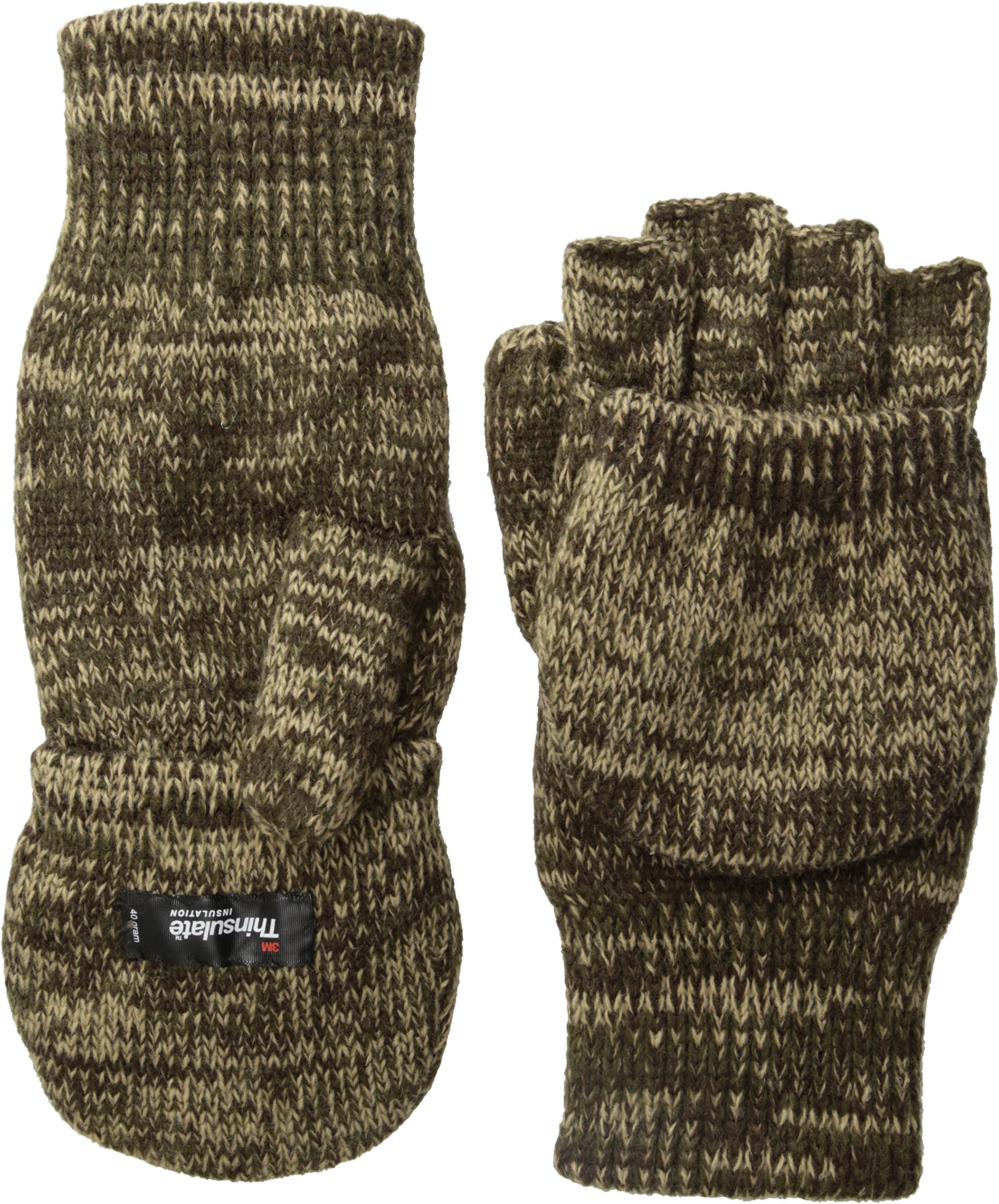 Quietwear mens Knit Flip Gloves With 40 Gr Thinsulate