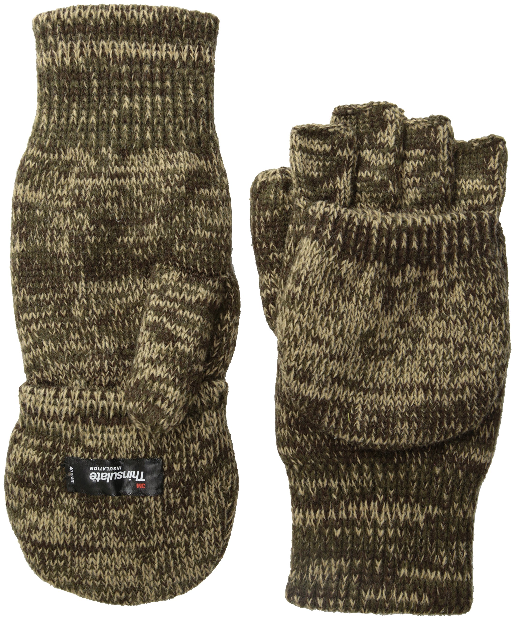 Quietwear mens Knit Flip Gloves With 40 Gr Thinsulate