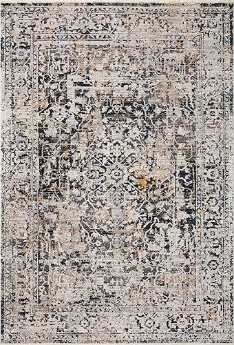 Miniatura 9 de Loloi Leigh Collection LEI-05 - Alfombra decorativa de transición, color marfilcarbón, 4'-0" x 5'-5"