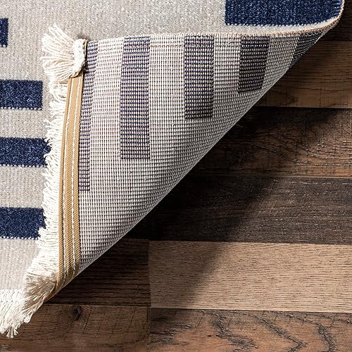 Miniatura 3 de nuLOOM Holly Multi Stripe - Alfombra de área para interiores y exteriores, 4 x 6 pies, azul