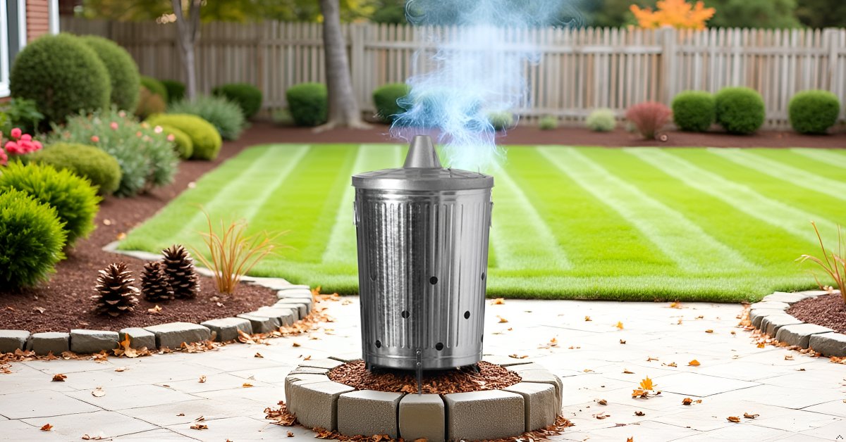 Incinérateur De Jardin En Acier Inoxydable - 26x26x29cm - Avec Couvercle Et Grille - Pour Feuilles, Déchets - Terrasse, Camping