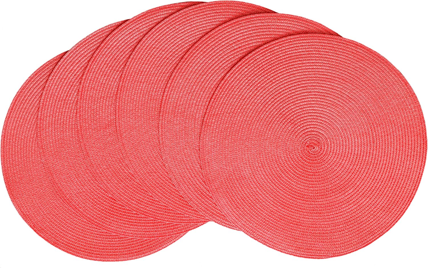 HODJOY Juego de 6 manteles individuales redondos tejidos para mesa de comedor, manteles individuales lavables antideslizantes para el día de San